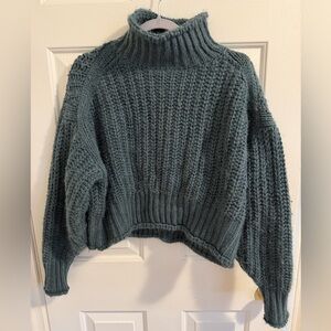 H&M Teal Knit Turtleneck Sweater